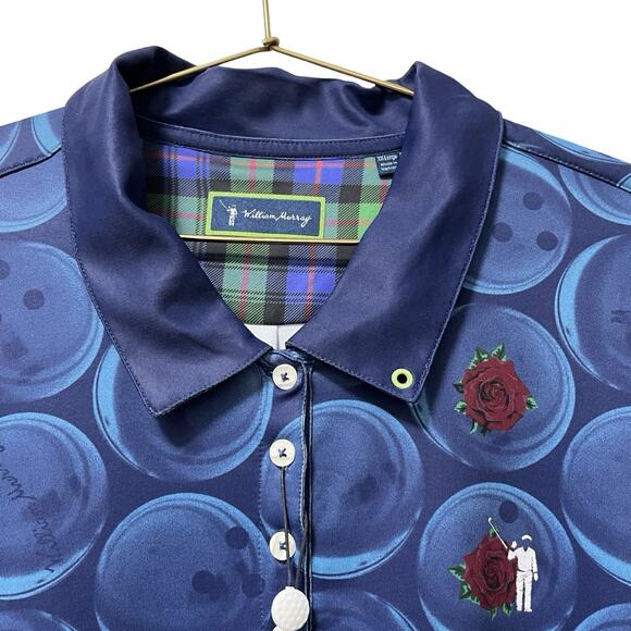 William Murray Big Earner Golf Polo Dress Size 2X Bowling Balls & Roses Blue NWT - Picture 5 of 7